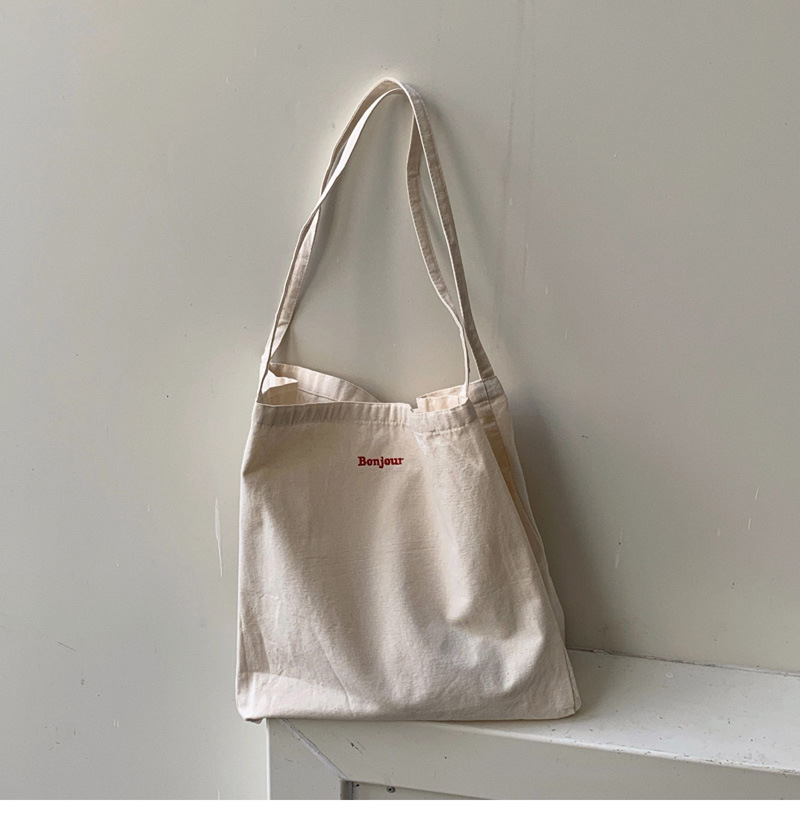 キャンバストート 刺繍入りシンプルトート