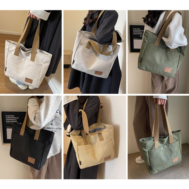 キャンバストート シンプル質感 大容量キャンバストート