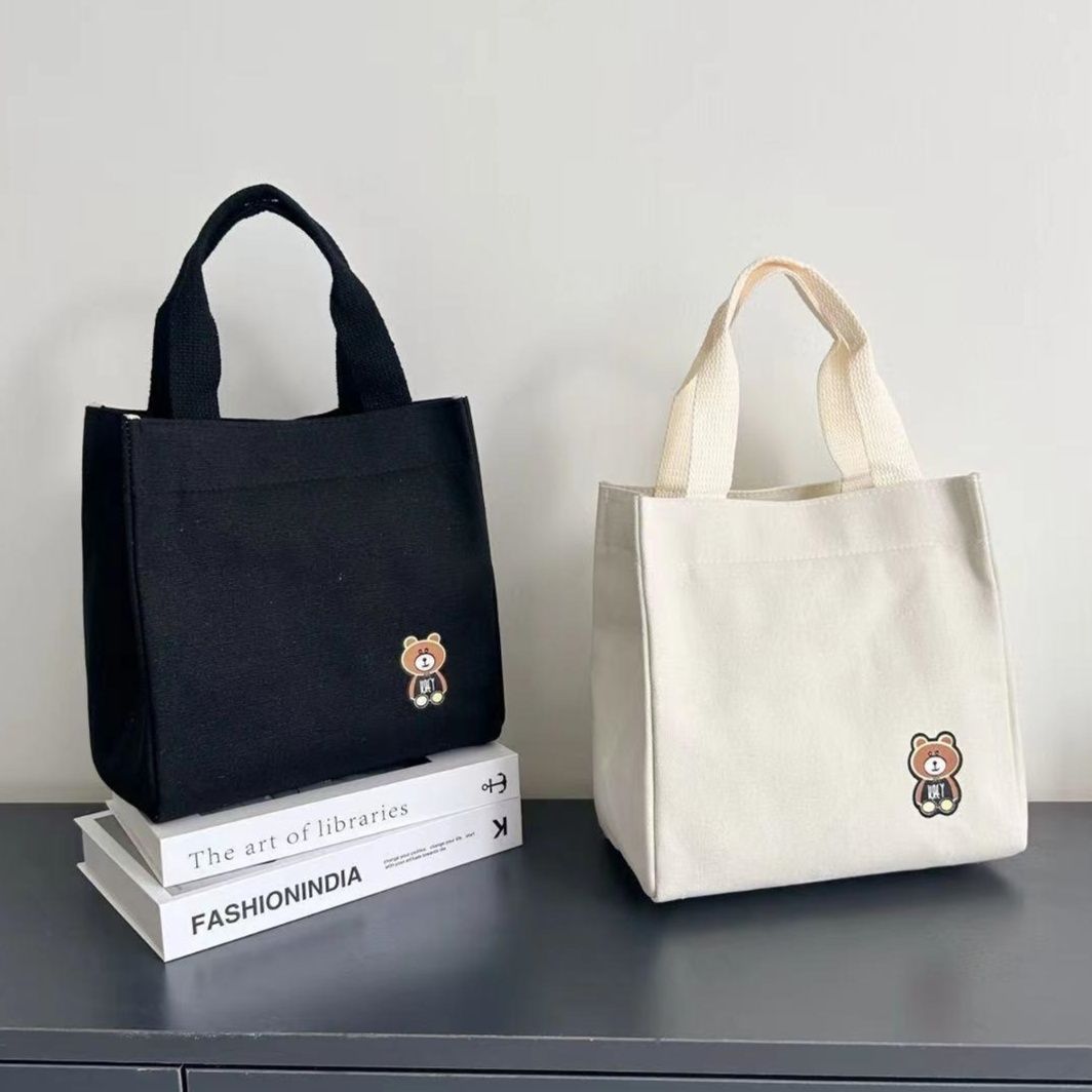 キャンバストート くまちゃん刺繍ミニトート