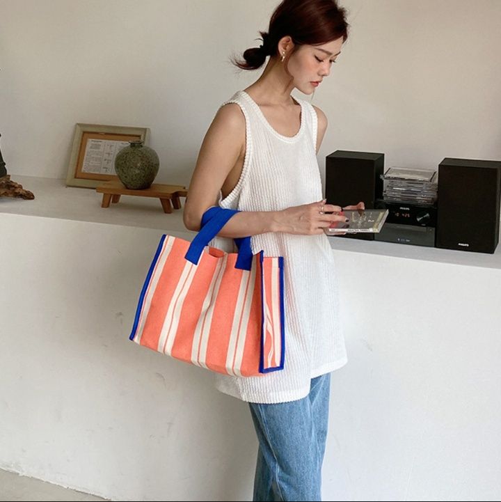 キャンバストート 洗練ストライプトート