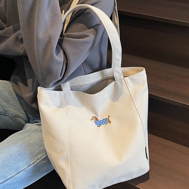 キャンバストート 愛犬ワンポイント シンプルトート