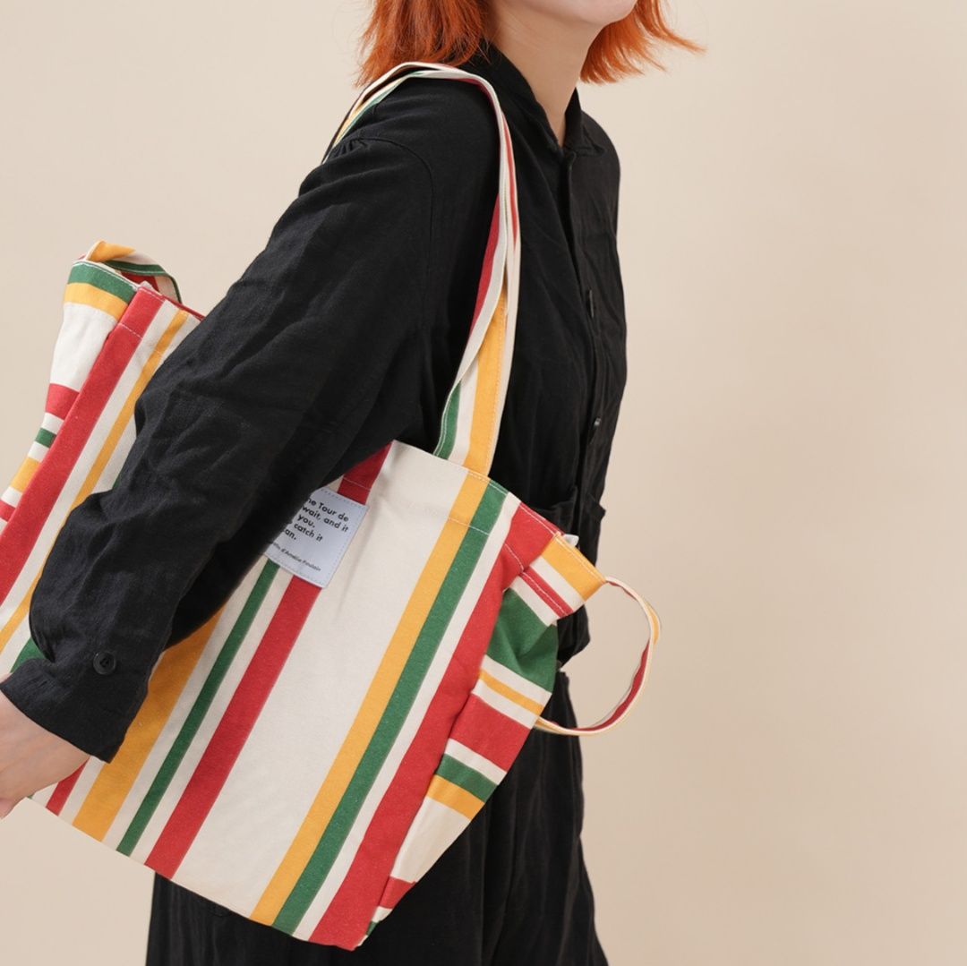 キャンバストート マルチストライプ ショルダートート