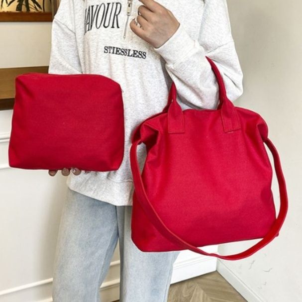 キャンバストート シンプル2WAYバッグ＆ポーチセット