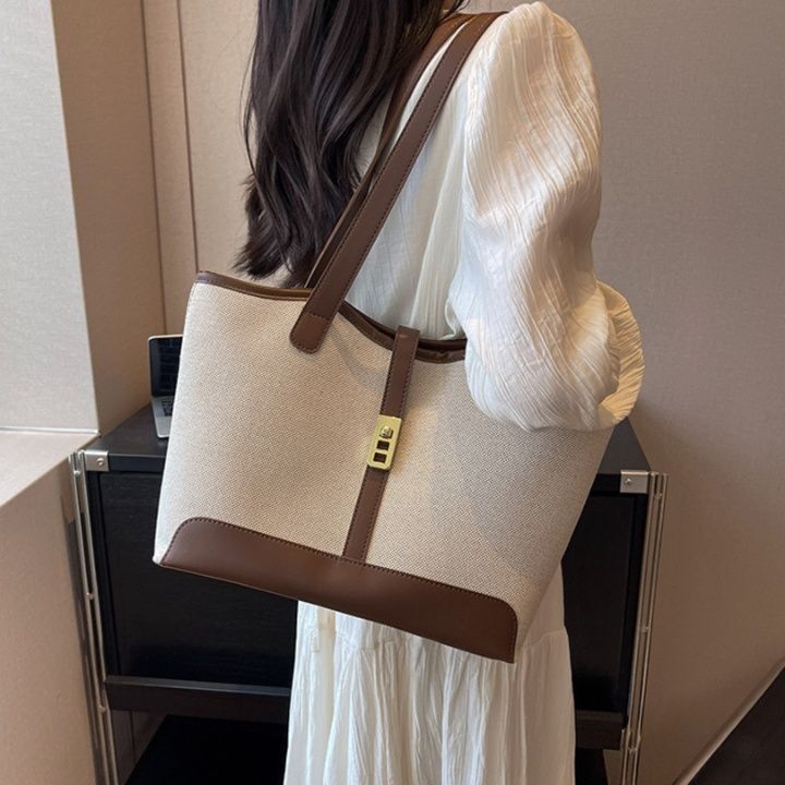 キャンバストート 上品な麻混素材ミニトート