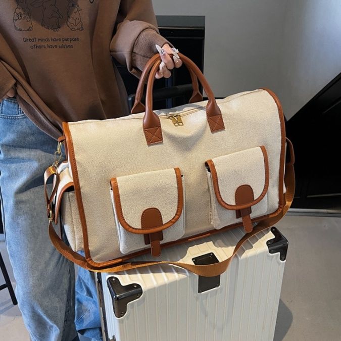 キャンバストート 多ポケット実用派トラベルボストン