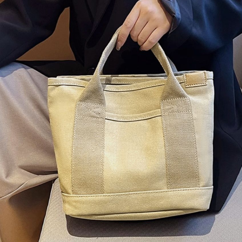 キャンバストート 多機能ミニ帆布トートバッグ 仕切り付き