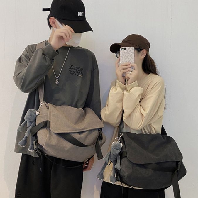 キャンバストート 多機能フラップ付きキャンバス斜め掛けかばん