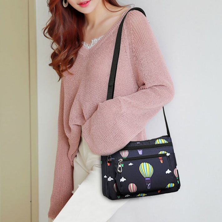 キャンバストート 空を舞う気球 ポケット多機能ミニバッグ