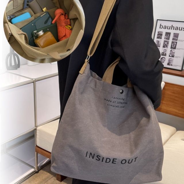 大容量キャンバストートバッグ ショルダー対応 帆布製手提げかばん