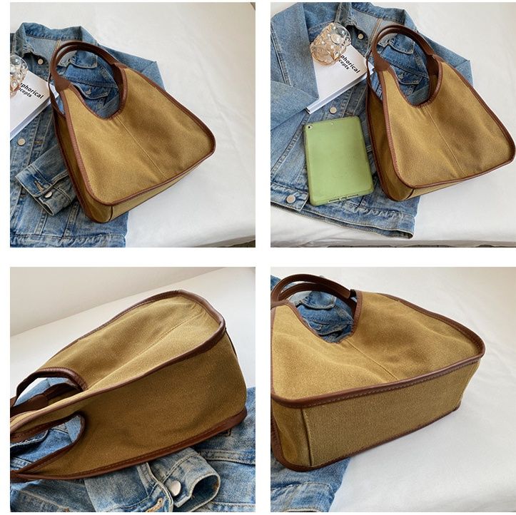 きれいめで丈夫なキャンバス無地ショルダートートバッグ