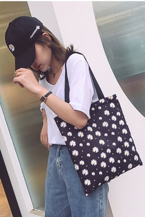 キャンバストート 小花柄ショルダーバッグ