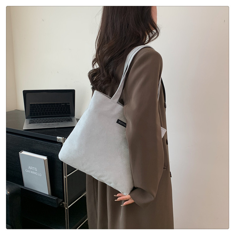 キャンバストート スエード風コンパクトバッグ