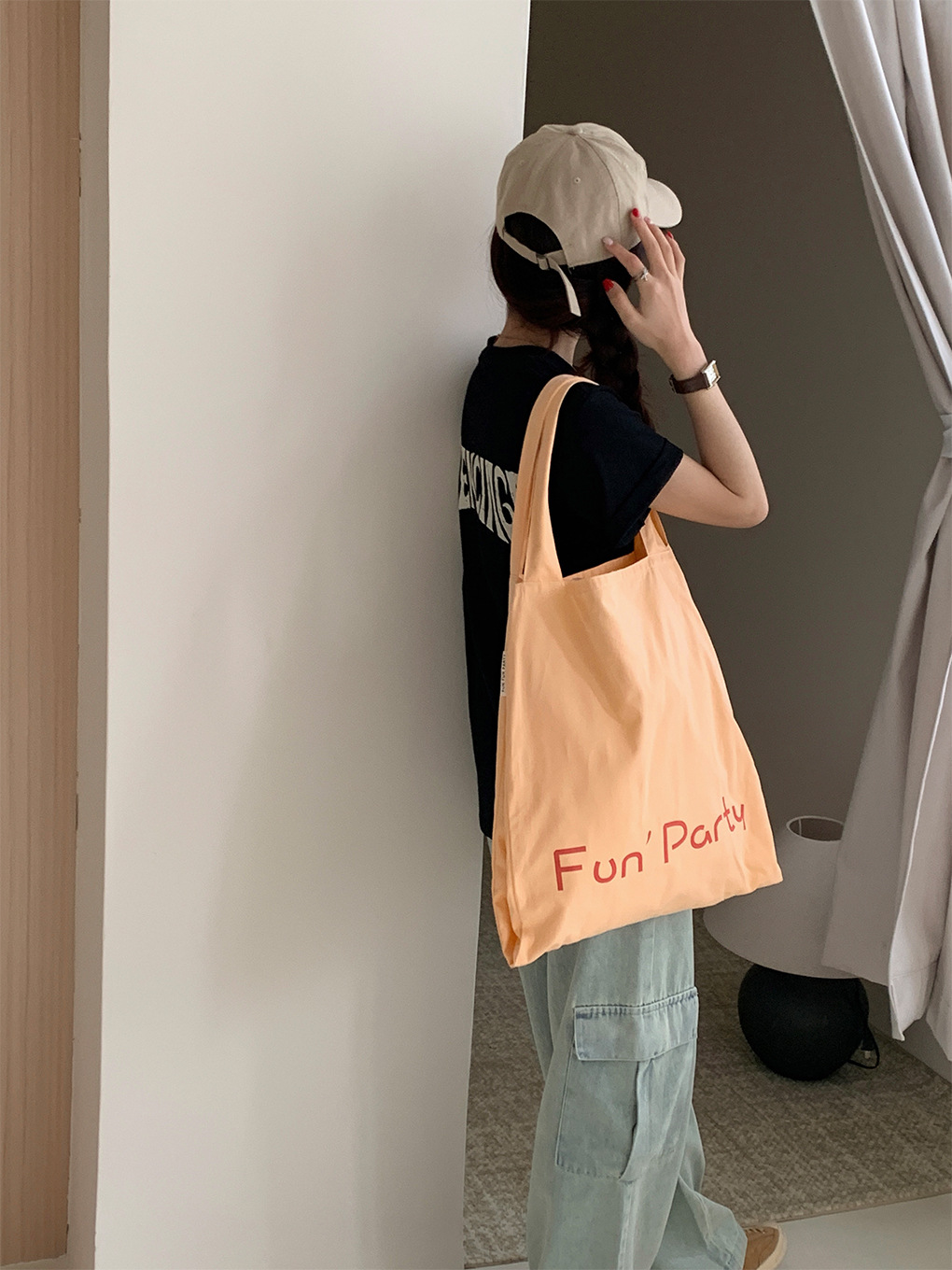 キャンバストート ショルダー エコバッグ 文字ロゴ サブバッグ