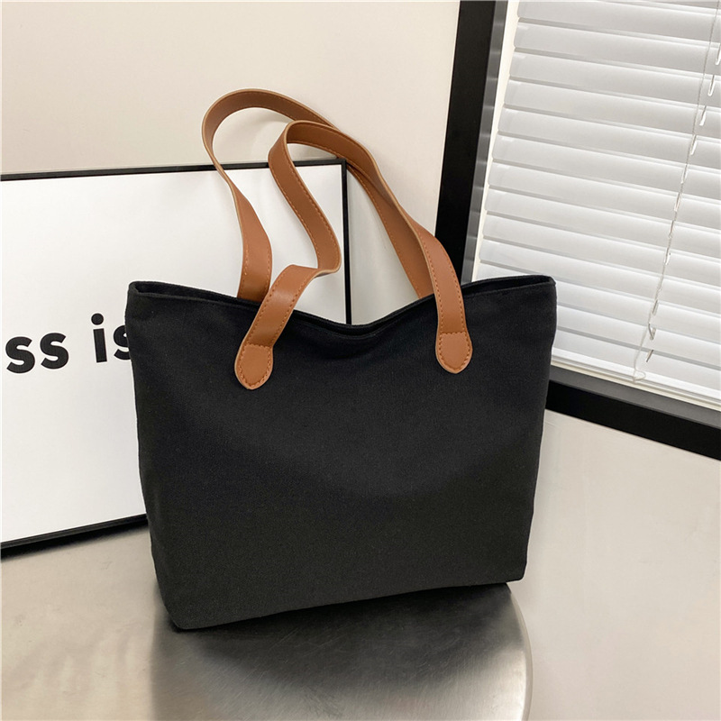 キャンバストート シンプル革持ち手ミニトート