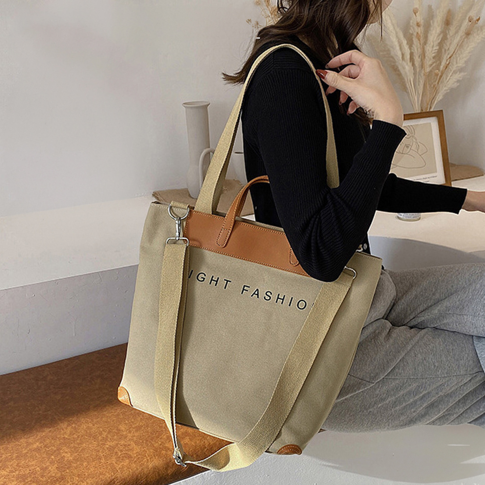 大容量キャンバストート肩かけバッグ