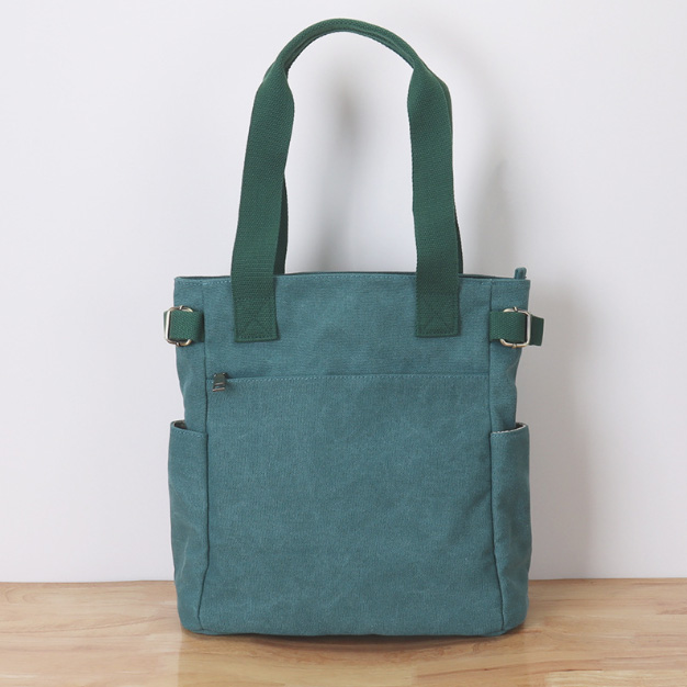 大容量キャンバストートバッグ多機能ポケット付き