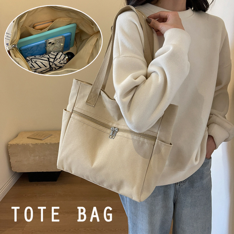 キャンバストート 大容量帆布トートバッグ レディース肩掛け多機能