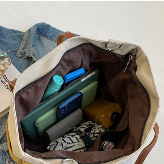 キャンバストートバッグ 肩掛け二通り 丈夫な無地デザイン