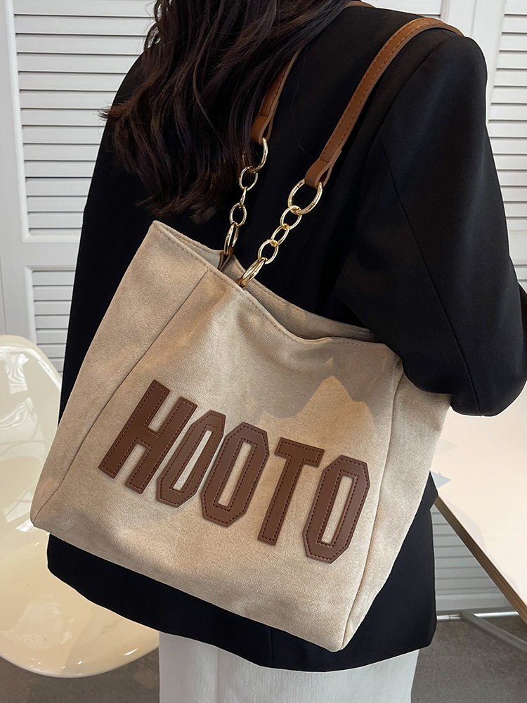 キャンバストート ロゴ刺繍スエード大容量トート