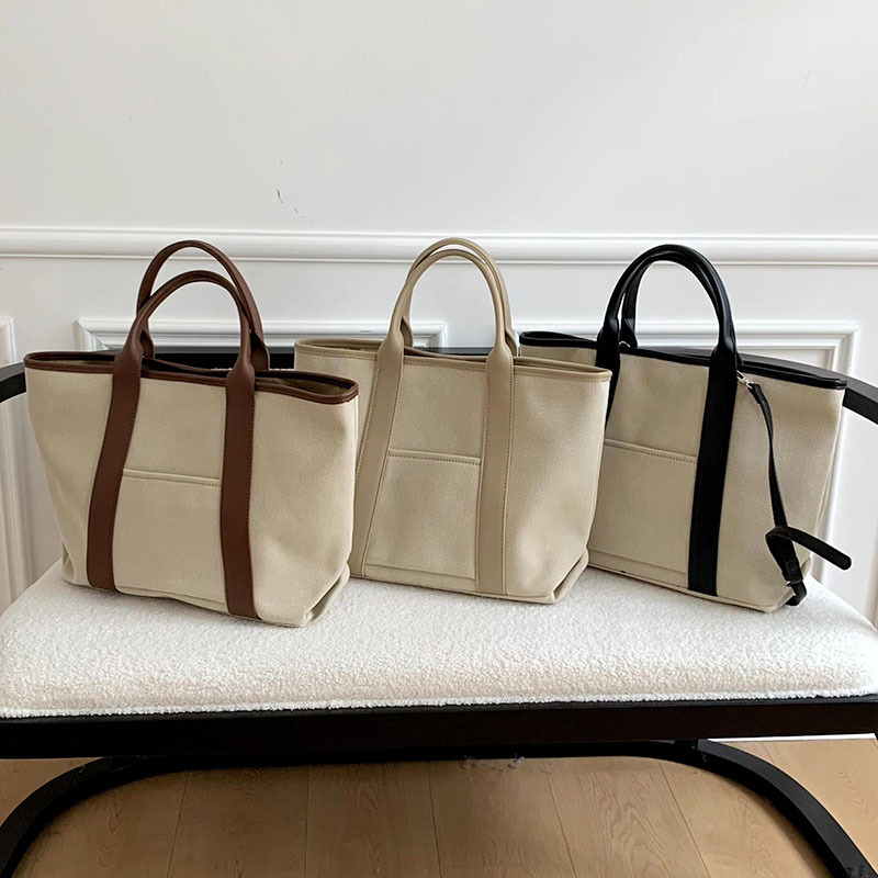 キャンバストート シンプル切り替えバイカラートート