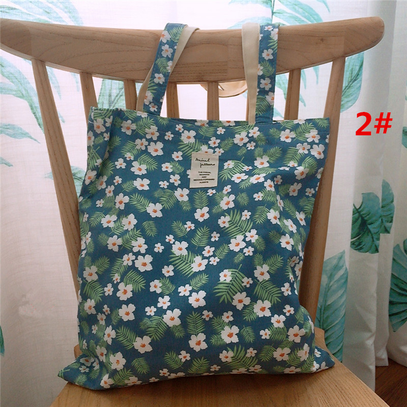 小花柄キャンバストートバッグ 大容量 通勤通学エコバッグ