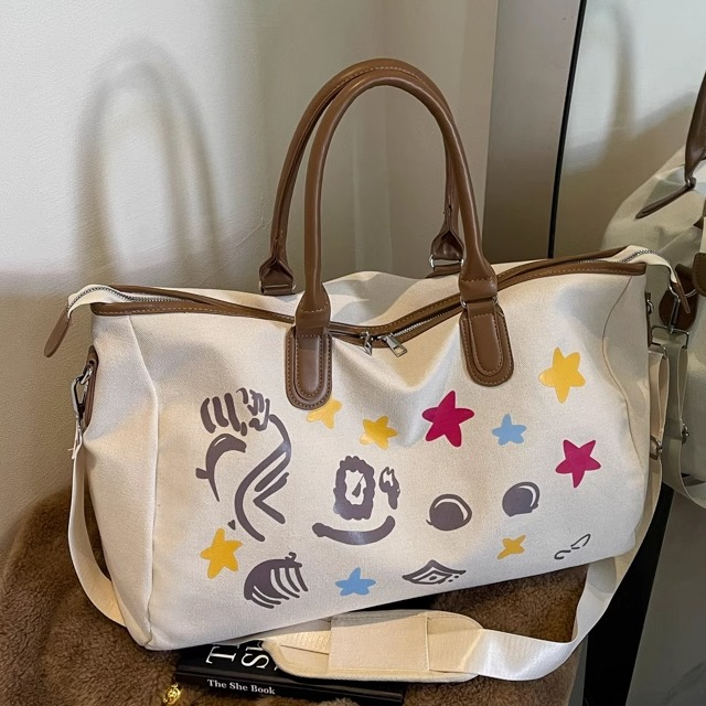 キャンバストート 星と動物柄プリント大容量キャンバストートバッグ
