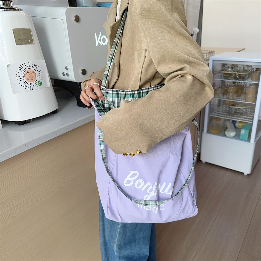 キャンバストート チェック柄リバーシブル日常トート