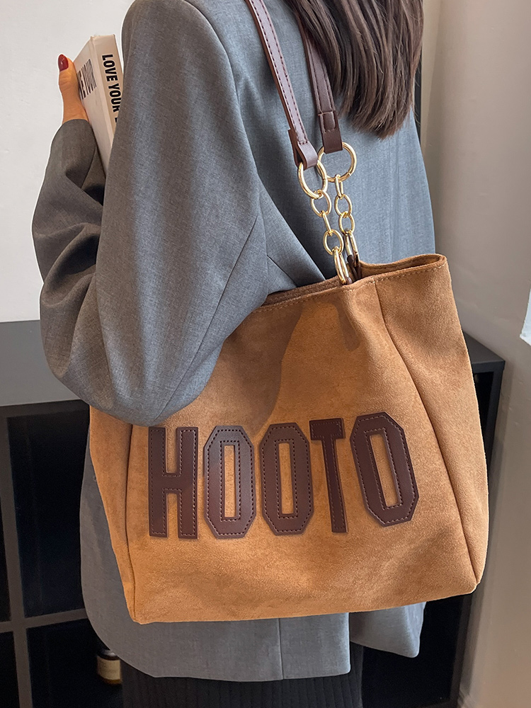 キャンバストート ロゴ刺繍スエード大容量トート