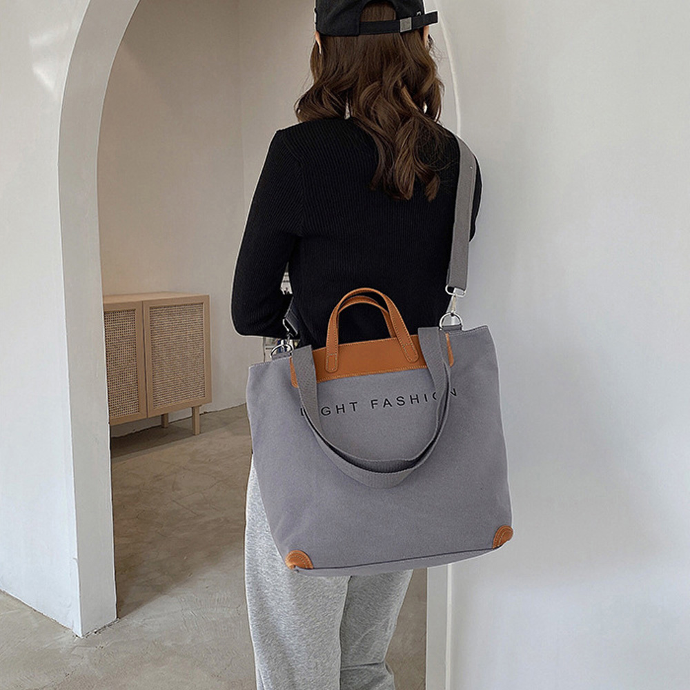 大容量キャンバストート肩かけバッグ