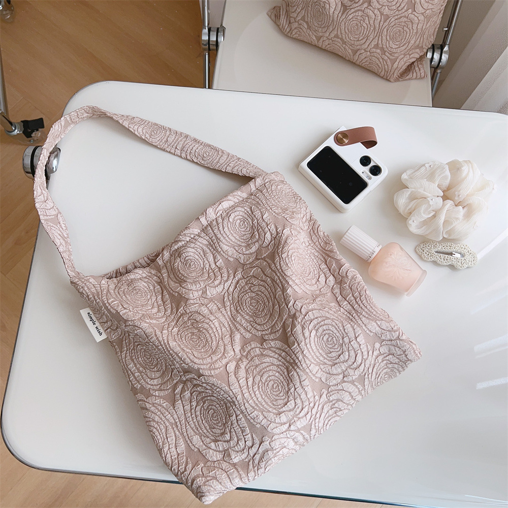 薔薇柄キャンバストート肩掛け斜めがけバッグ