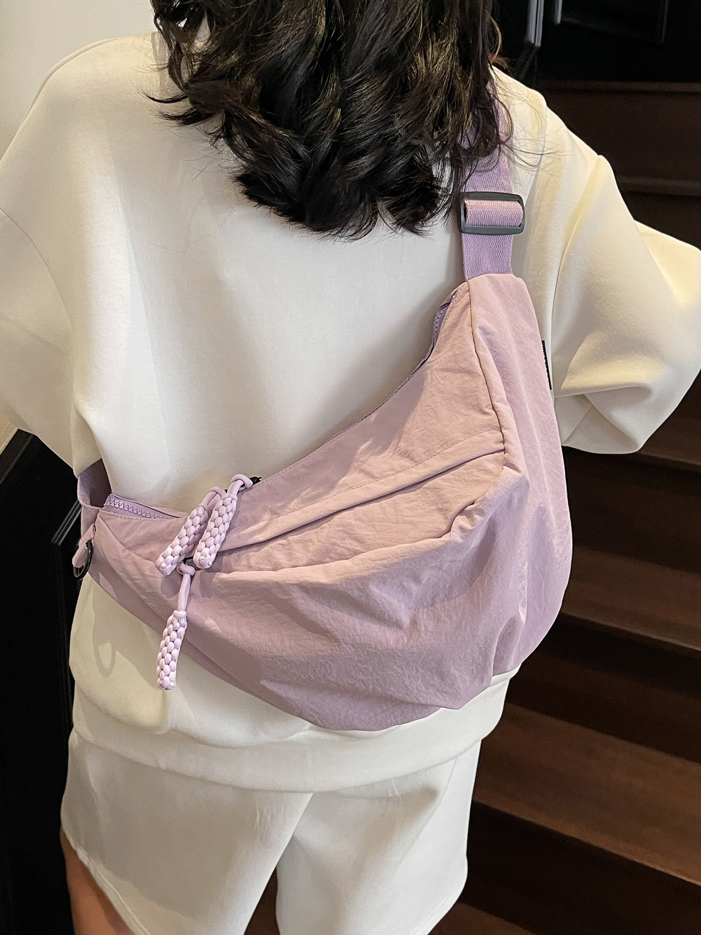 キャンバストート シンプル三日月型ショルダーバッグ