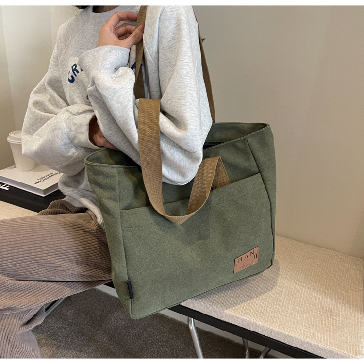 キャンバストート シンプル質感 大容量キャンバストート