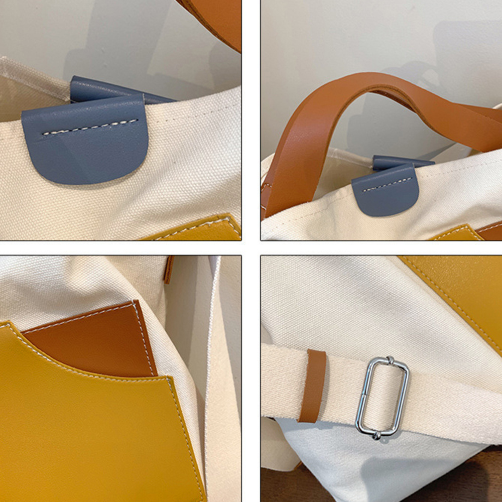 大容量キャンバストート 配色デザイン 帆布トートバッグ