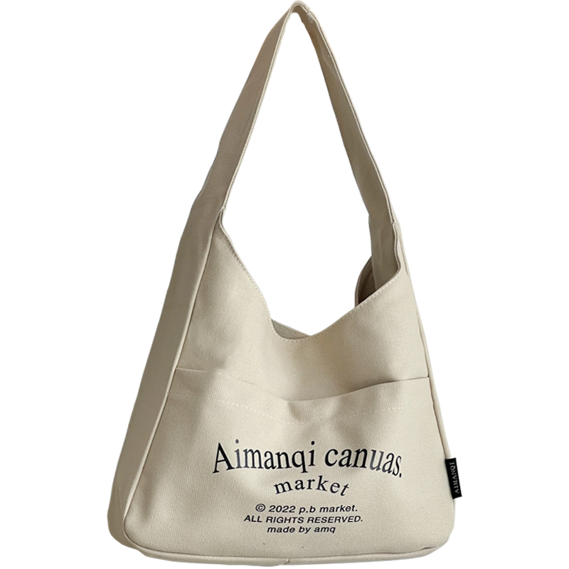 シンプル文字入りキャンバストートバッグ