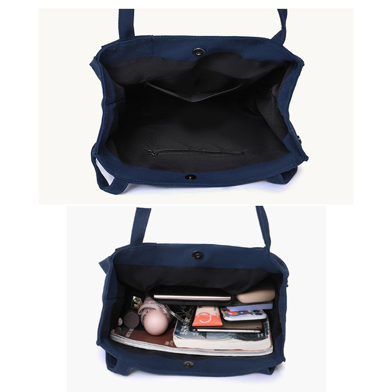 キャンバストートバッグ ショルダー紐付き ファスナー付き カジュアル