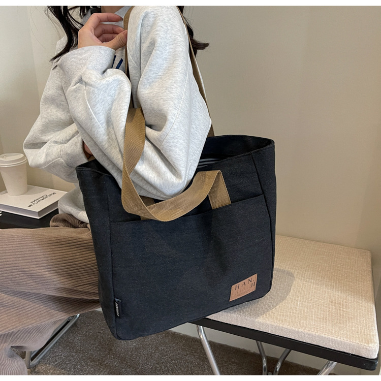 キャンバストート シンプル質感 大容量キャンバストート