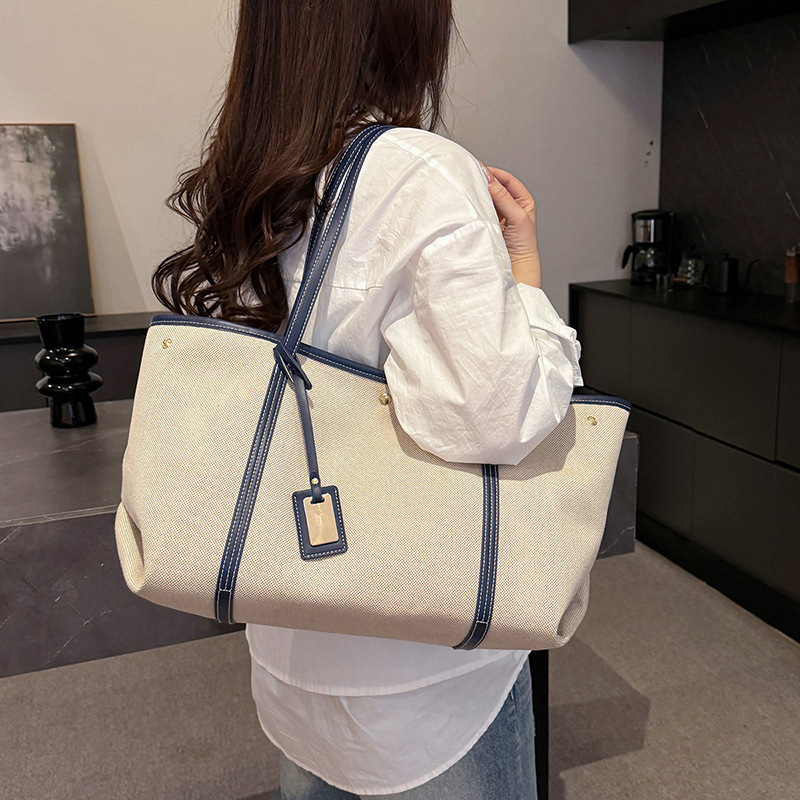 キャンバストート 上品シンプル パイピングトート
