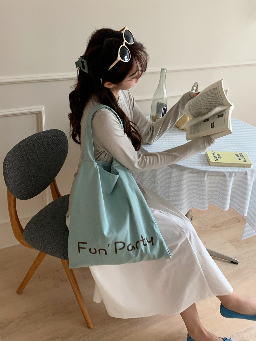 キャンバストート ショルダー エコバッグ 文字ロゴ サブバッグ