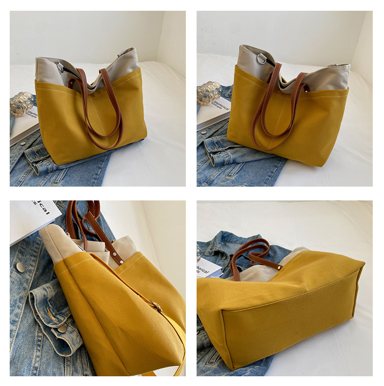 キャンバストートバッグ 肩掛け二通り 丈夫な無地デザイン