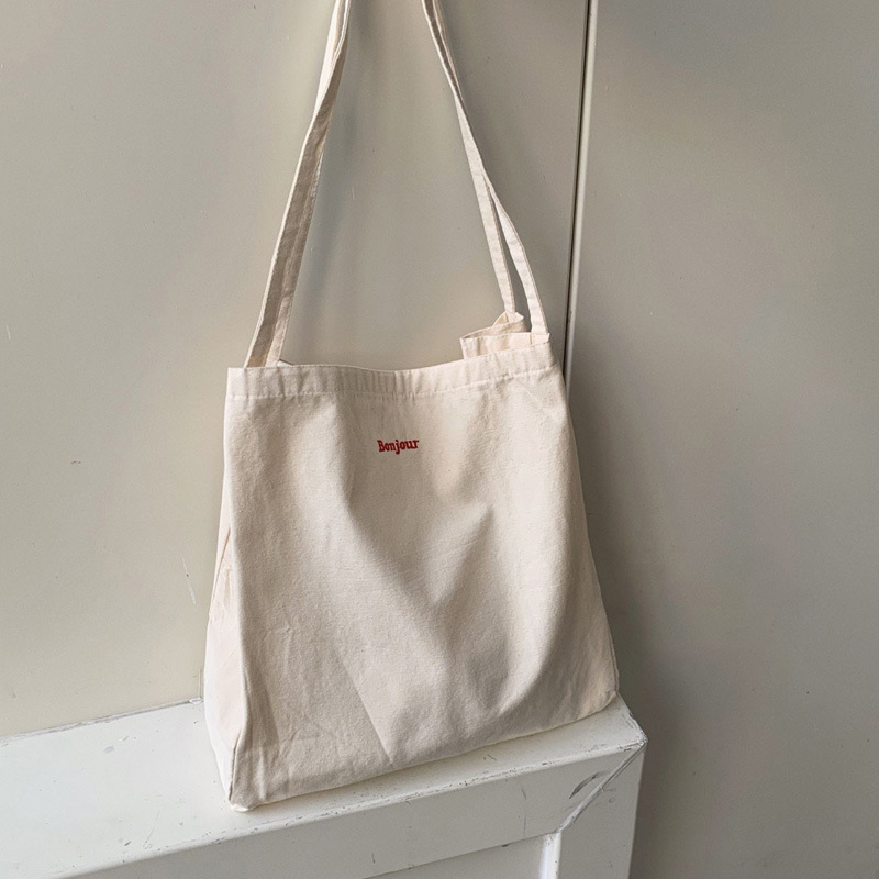 キャンバストート 刺繍入りシンプルトート