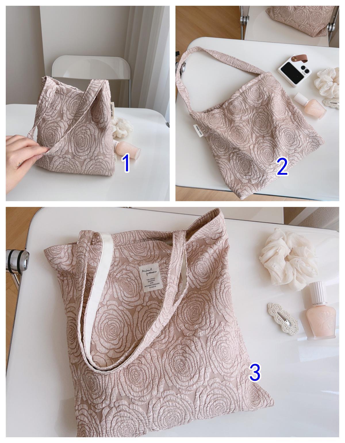 薔薇柄キャンバストート肩掛け斜めがけバッグ