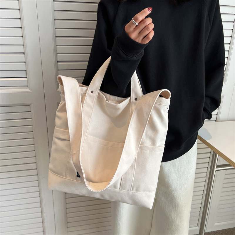 キャンバストート シンプル2ポケットトート