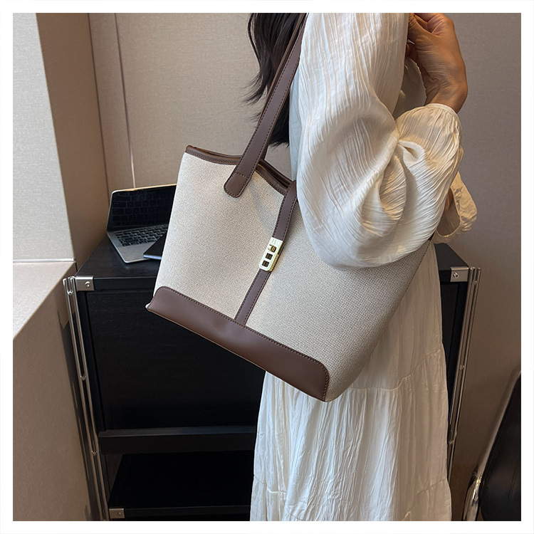 キャンバストート 上品な麻混素材ミニトート
