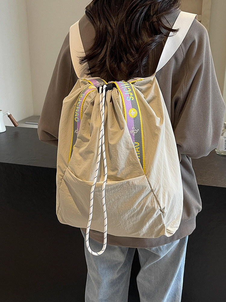 キャンバストート 花柄テープ 巾着リュック