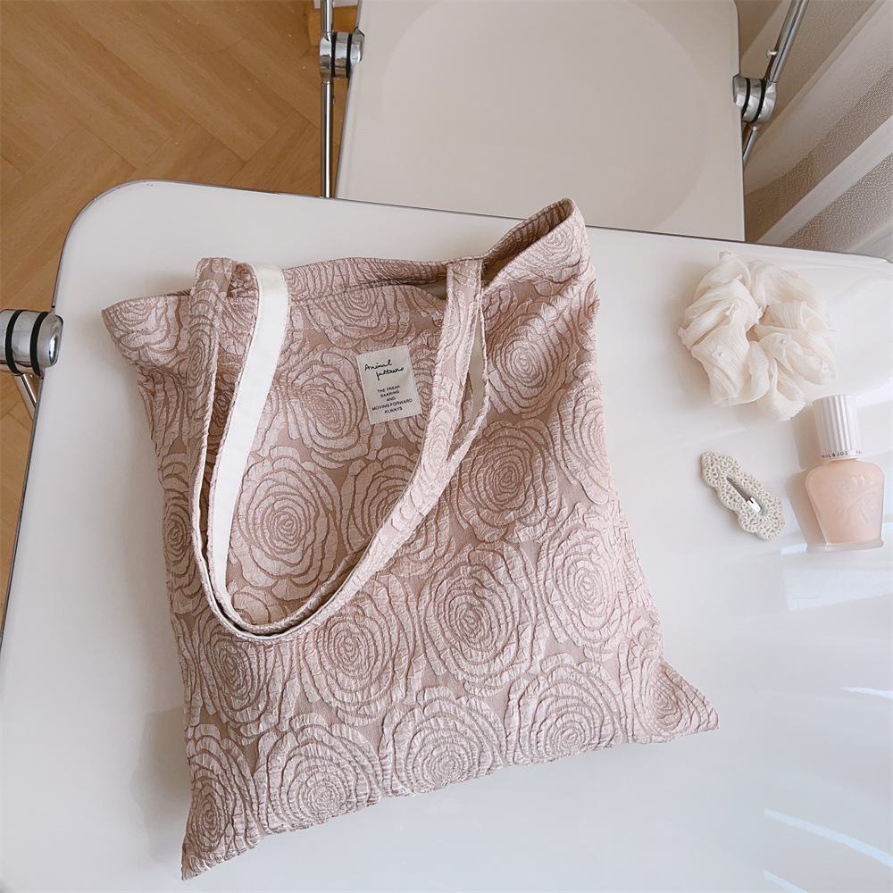 薔薇柄キャンバストート肩掛け斜めがけバッグ