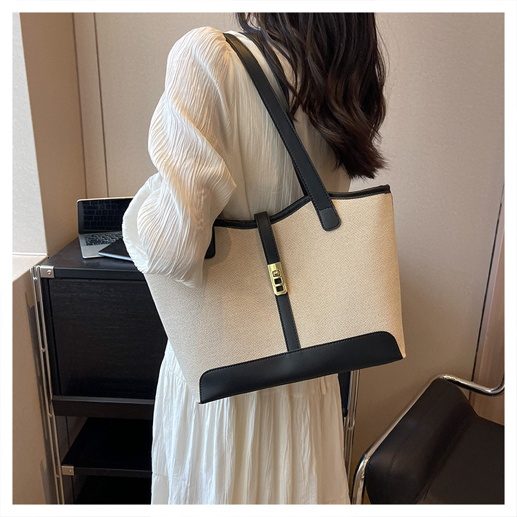 キャンバストート 上品な麻混素材ミニトート