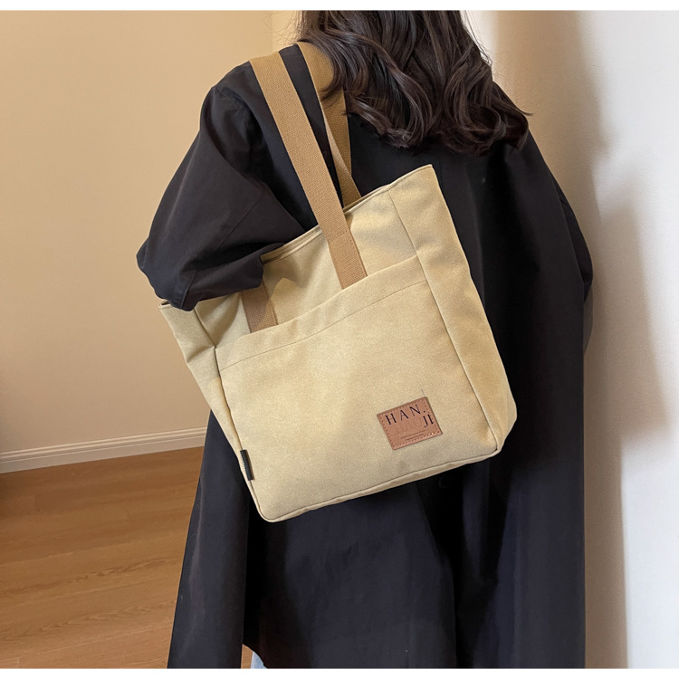 キャンバストート シンプル質感 大容量キャンバストート