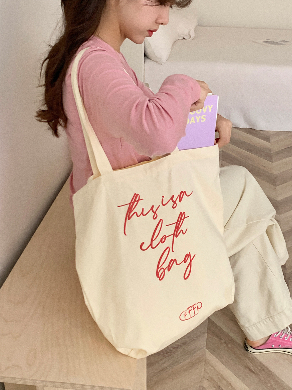 キャンバストート 帆布トートバッグ ショルダー ロゴ刺繍 エコバッグ