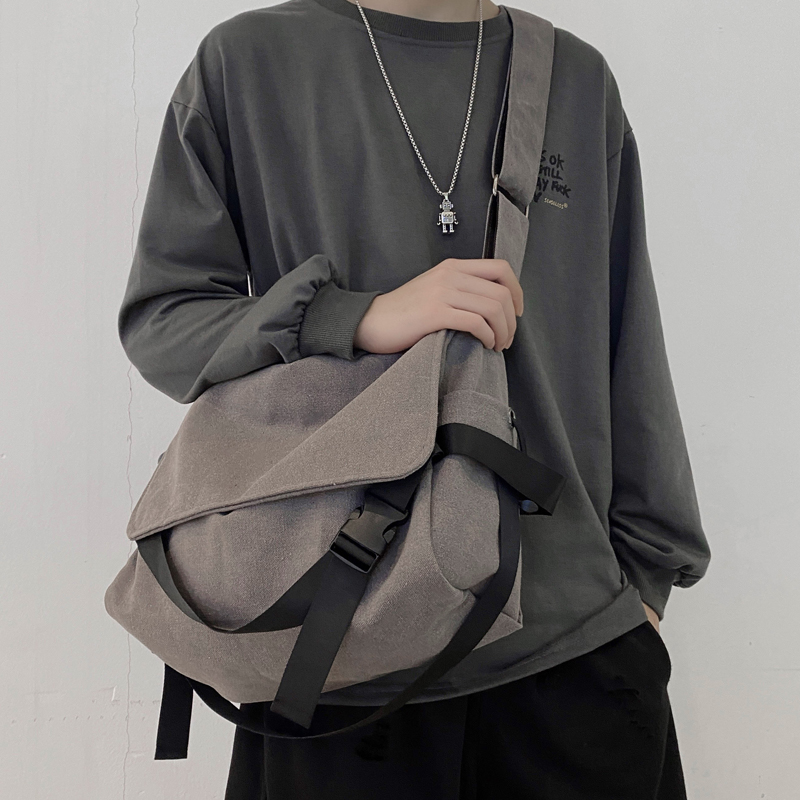 キャンバストート 多機能フラップ付きキャンバス斜め掛けかばん
