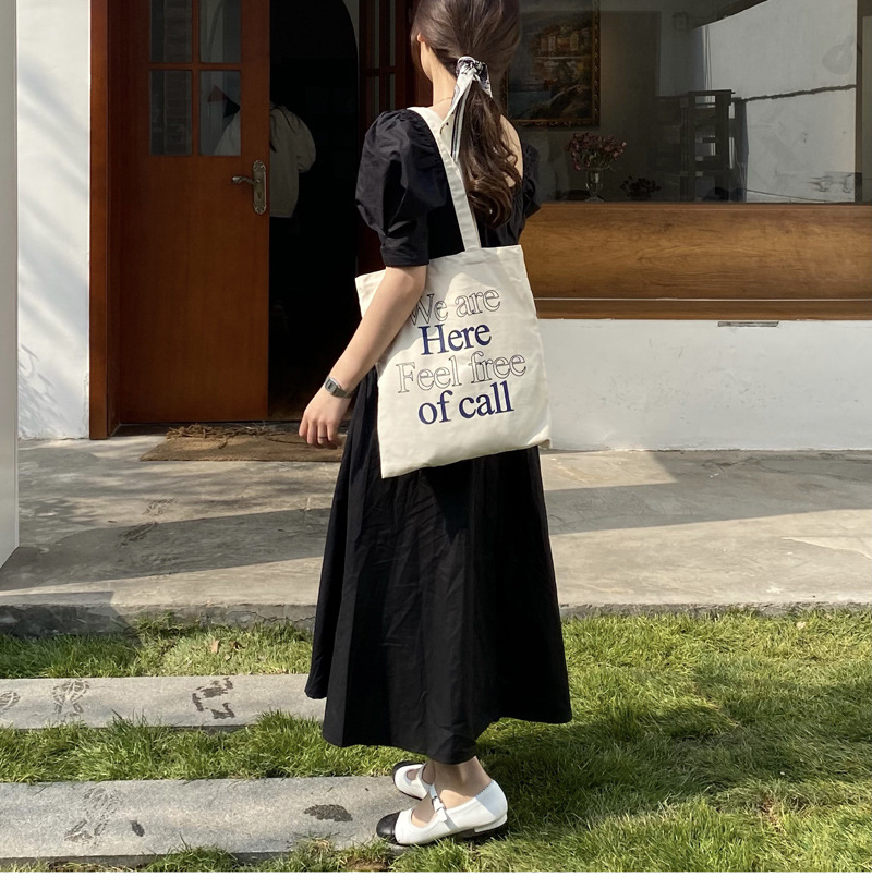文字プリント キャンバストートバッグ 折りたたみ収納 韓国風